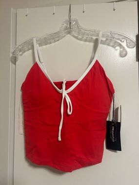 Abercrombie & Fitch Red Camisole with White Trim and Front Tie